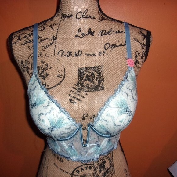 Youmita Blue Floral Longline Plunge 36B Bra NWT - Picture 9 of 9